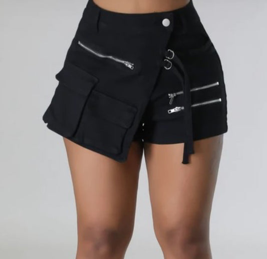 Black Denim Skort