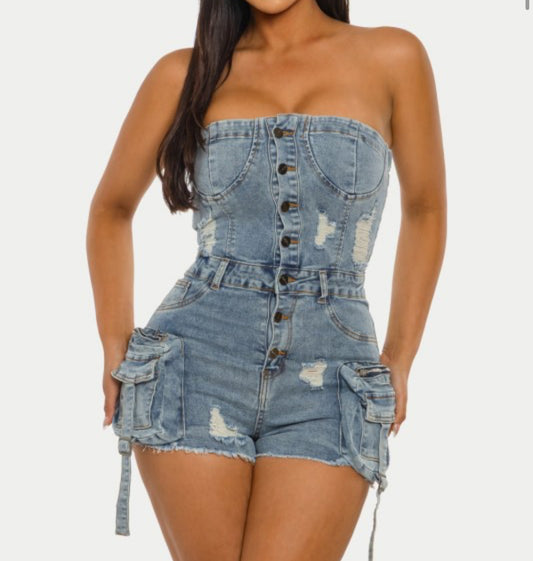 Tops Off Romper  (Plus Size)